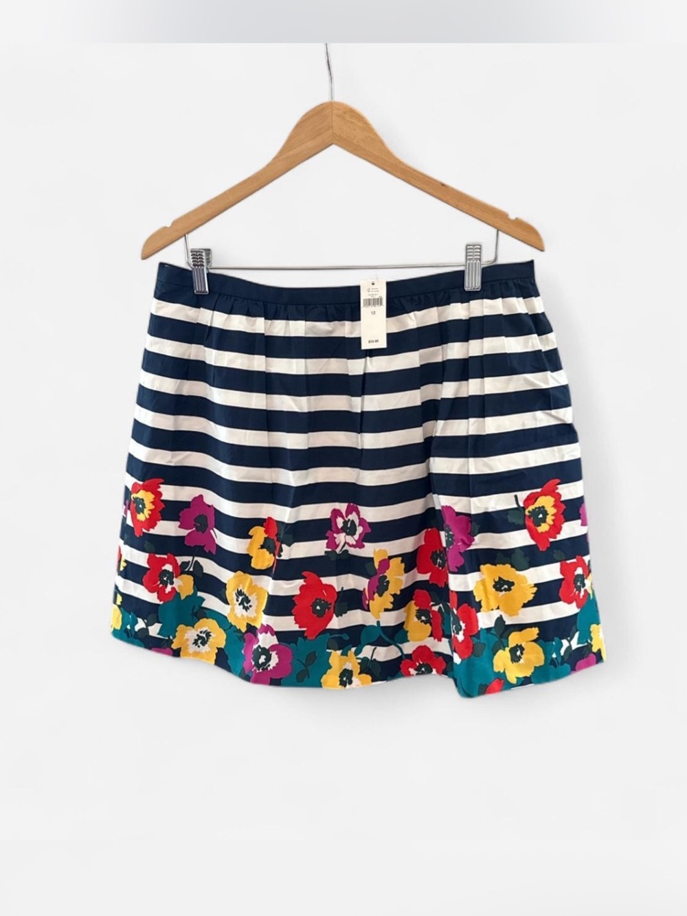 Banana Republic Navy & White Striped Mini Skirt size 12 multicolor Floral NWT